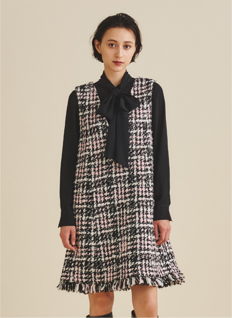 METARIC TWEED<br>JUMPER DRESS